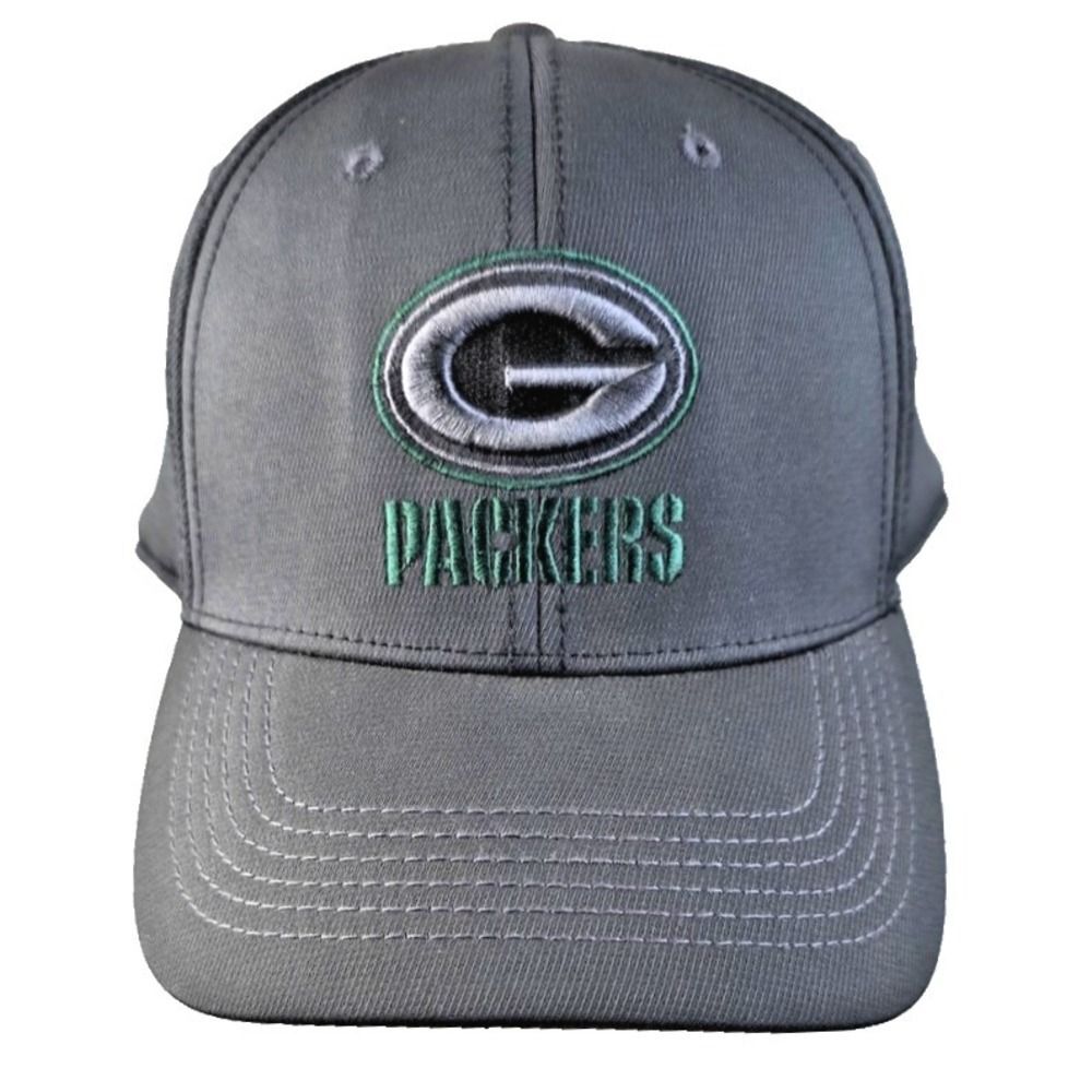 Green Bay Packers NFL OTS Mens L-XL Gray Embroidered NFL Stretch Fit Cap